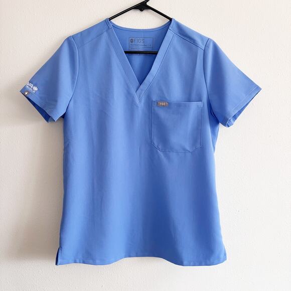 FIGS Technical Collection Unisex S Blue VNeck Catarina Scrub Top *Aya Healthcare - Picture 1 of 10